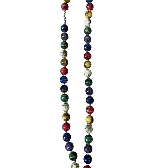 Glass Jasper Boho Womens Multicolor Round Beads Necklace - Picture 2 of 7